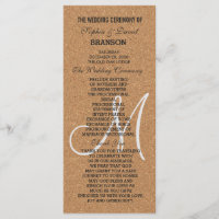 Rustic Wine Cork Wedding Monogram Programm