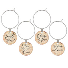 Rustic Wine Degustation Brautparty Cork Script Glasmarker