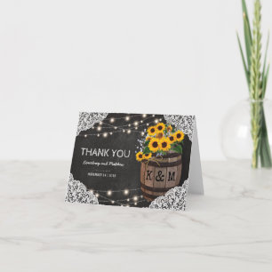 Rustic Winery Wedding Vielen Dank   String Lights Dankeskarte