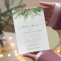 Rustic Winter Berries Pine Greenery Bridal Shower