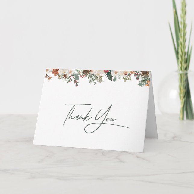 Rustic Winter Bridal Shower Thank You Card Dankeskarte (Vorderseite)