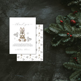 Rustic Winter Bunny Ice Skate Baby Shower Dankeskarte