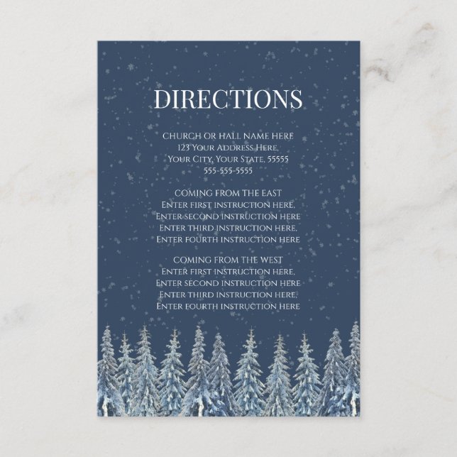 Rustic Winter Forest Wedding Direction Insert (Vorderseite)