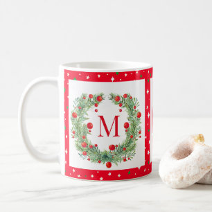 Rustic Winter Greenery Monogram Berry Wreath Kaffeetasse
