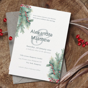 Rustic Winter Holly Berries Hochzeitseinladung Einladung