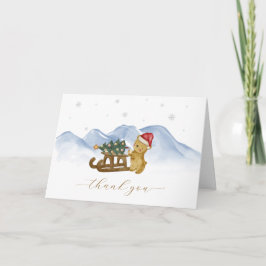 Rustic Winter Mountain Sleigh Bear Baby Shower Dankeskarte