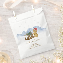 Rustic Winter Mountain Sleigh Bear Baby Shower Geschenktütchen