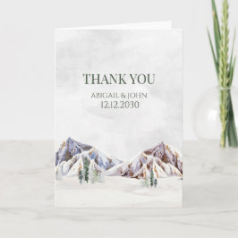 Rustic Winter Mountain Wedding Thank You Card Dankeskarte