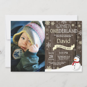 Rustic Winter Onederland 1. Geburtstag Einladung