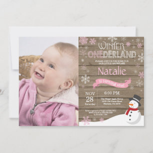 Rustic Winter Onederland 1. Geburtstag Einladung