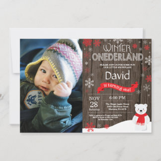 Rustic Winter Onederland 1. Geburtstag Einladung