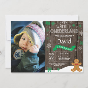 Rustic Winter Onederland 1. Geburtstag Einladung