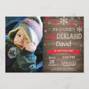 Rustic Winter Onederland 1. Geburtstag Einladung