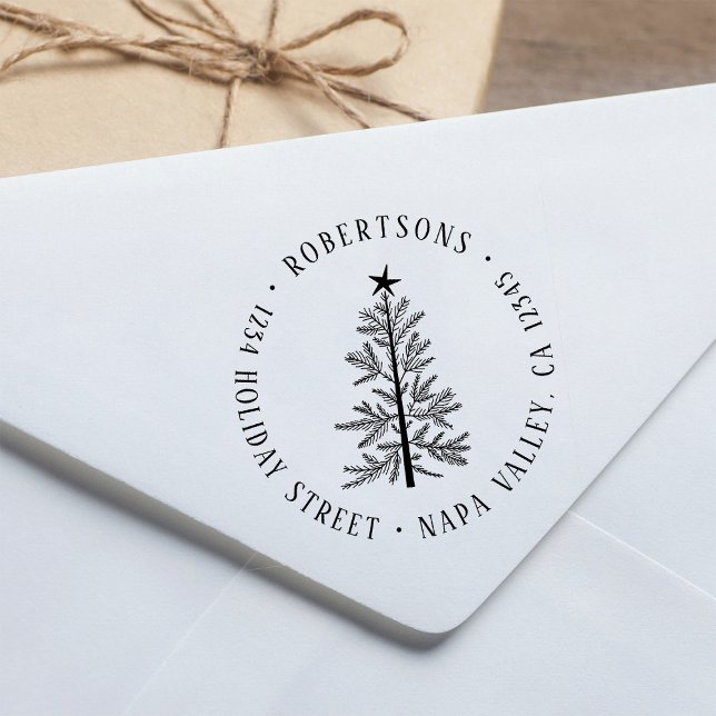 Rustic Winter Pine Tree Return Address          Permastempel (Von Creator hochgeladen)