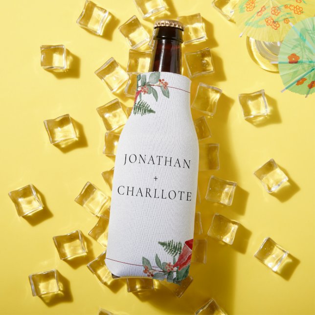 Rustic Winter Poinsettia Red Christmas Wedding Flaschenkühler (In Situ Sommer)