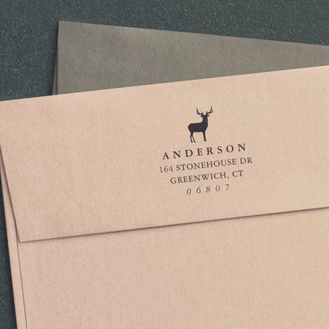 Rustic Winter Reindeer Return Address Permastempel (Von Creator hochgeladen)