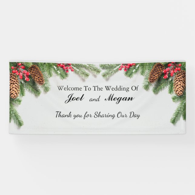 Rustic Winter Wedding Banner personalisieren (Horizontal)