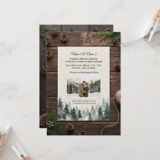 Rustic winter wedding invitation with photo einladung
