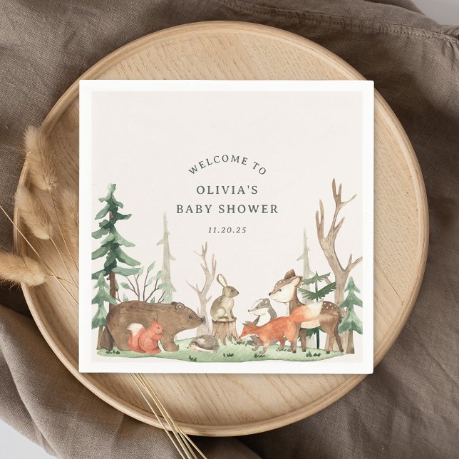 Rustic Winter Woodland Baby Shower Serviette (Von Creator hochgeladen)