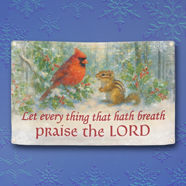 Rustic Winter Woodland Cardinal Chipmunk Scripture Banner (Von Creator hochgeladen)