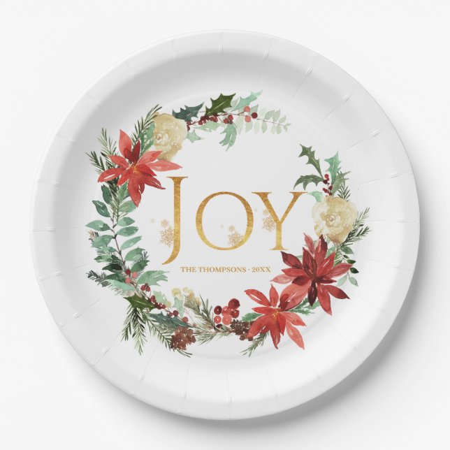 Rustic Winterland Freude Weihnachten Party Pappteller (Vorderseite)
