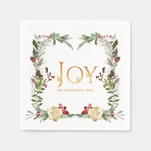Rustic Winterland Freude Weihnachten Party Serviette (Vorderseite)