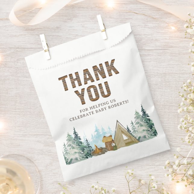 Rustic Wood A Little Camper Baby Shower Geschenktütchen (Ausgeschnitten)