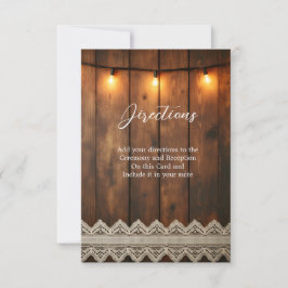 Rustic Wood and Lace  Directions Enclosure Card Dankeskarte