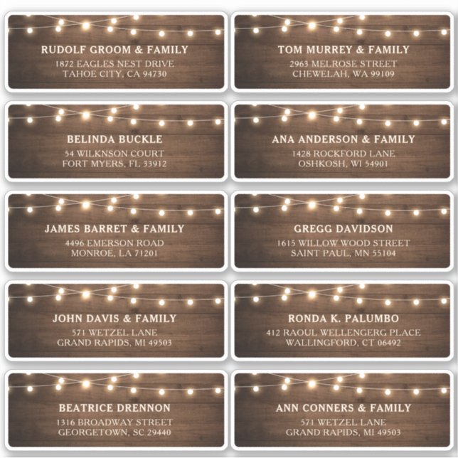 Rustic Wood Barn Wedding Guest Name Label (Vorderseite)