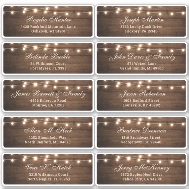 Rustic Wood Barn Wedding Guest Name Label (Vorderseite)
