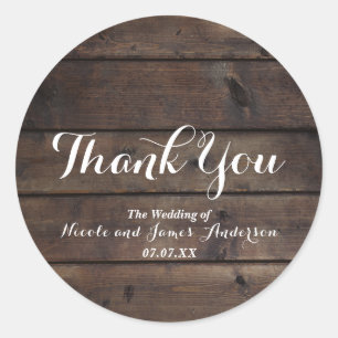 Rustic Wood Barn Wedding Party Elegante Gefallen Runder Aufkleber