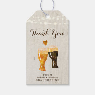 Rustic Wood & Beer Toast Wedding Vielen Dank Geschenkanhänger