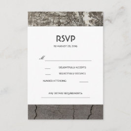 Rustic Wood Birch Barn Wedding RSVP Cards Karte