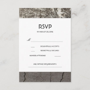Rustic Wood Birch Barn Wedding RSVP Cards Karte