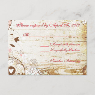 Rustic Wood Birdcage Wedding RSCP Empfang Card RSVP Karte
