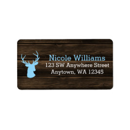 Rustic Wood Blue Buck Deer Address Adressaufkleber