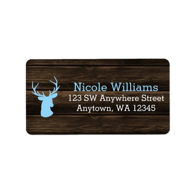 Rustic Wood Blue Buck Deer Address Adressaufkleber (Vorne)