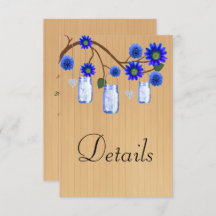 Rustic Wood Blue Floral Mason Jars Hochzeitdetails