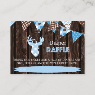 Rustic Wood Blue Kariert Deer Diaper Raffle Ticket Begleitkarte