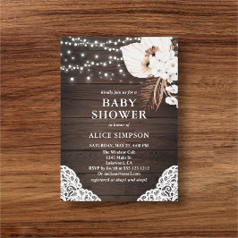 Rustic Wood Boho Floral Baby Dusche Einladung