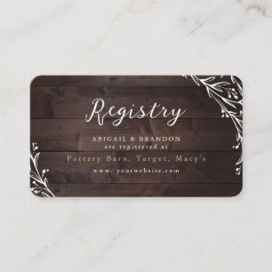 Rustic Wood Boho Floral Country Brigade Registry Begleitkarte