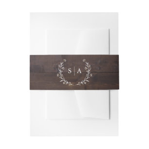 Rustic Wood Boho Floral Country Wedding Monogram Einladungsbanderole