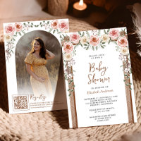 Rustic Wood Boho Floral Foto Canopy Babydusche