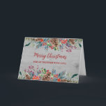 Rustic Wood Brother Frohe Weihnachten Karte<br><div class="desc">Frohe Weihnachten für Bruderkarte mit rustikalem Holzmuster und Aquarellwald.</div>