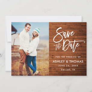 Rustic Wood Brush Script-Foto Save The Date