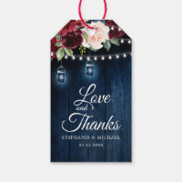 Rustic Wood Burgundy Floral Mason Jar Wedding