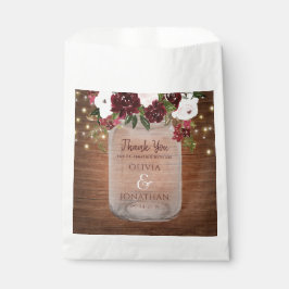 Rustic Wood Burgundy Floral Mason Jar Wedding Geschenktütchen