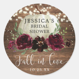 Rustic Wood Burgundy Pumpkin Vielen Dank Runder Aufkleber