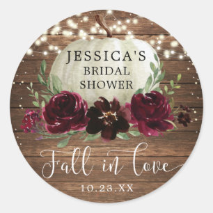 Rustic Wood Burgundy Pumpkin Vielen Dank Runder Aufkleber