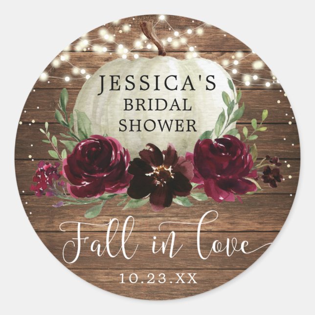 Rustic Wood Burgundy Pumpkin Vielen Dank Runder Aufkleber (Vorderseite)